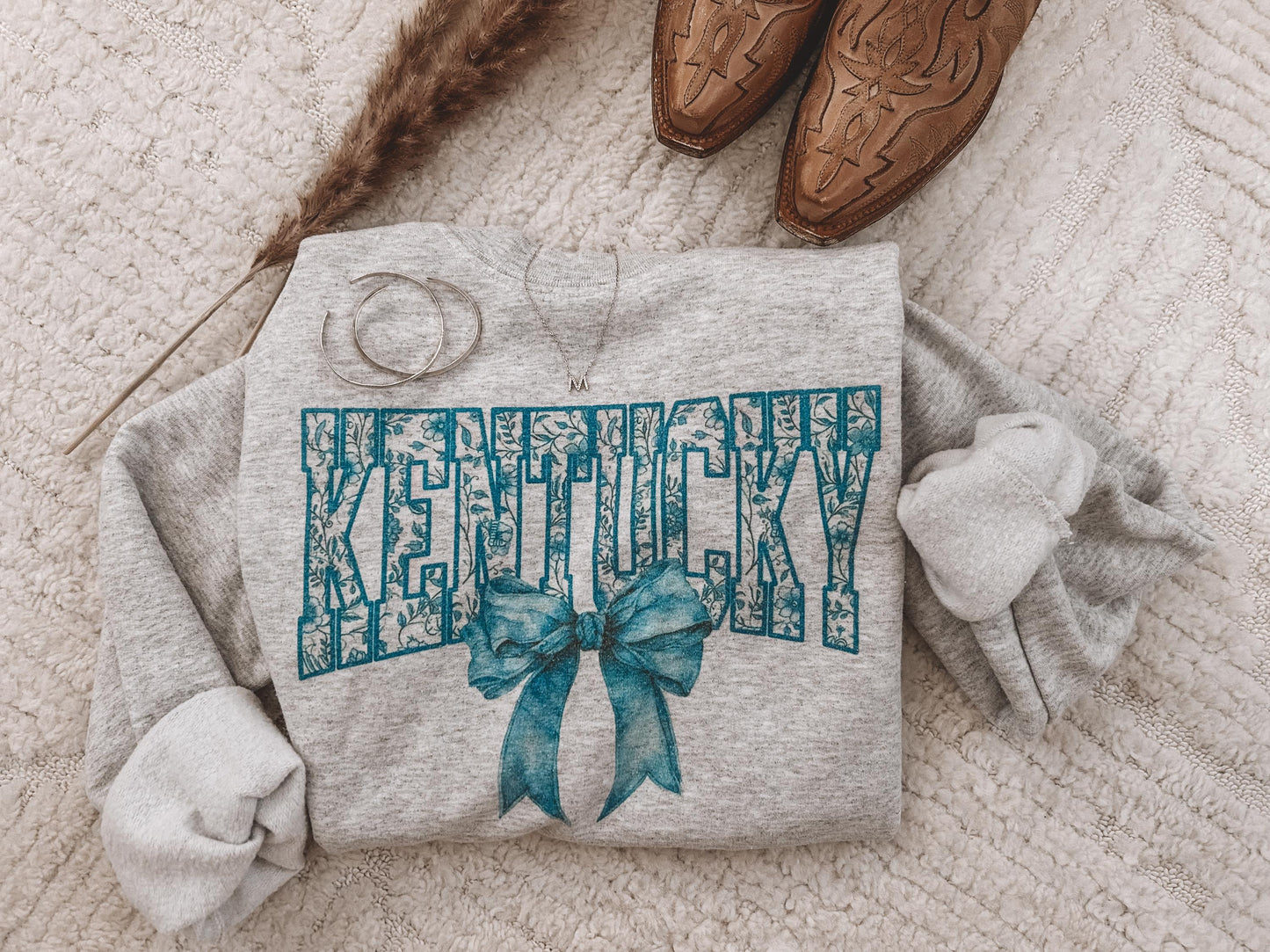 Floral KY with Bow crewneck sweatshirt