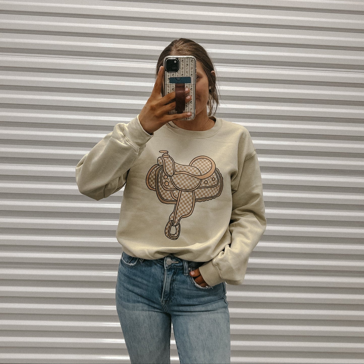 Checkered Saddle Sweatshirt