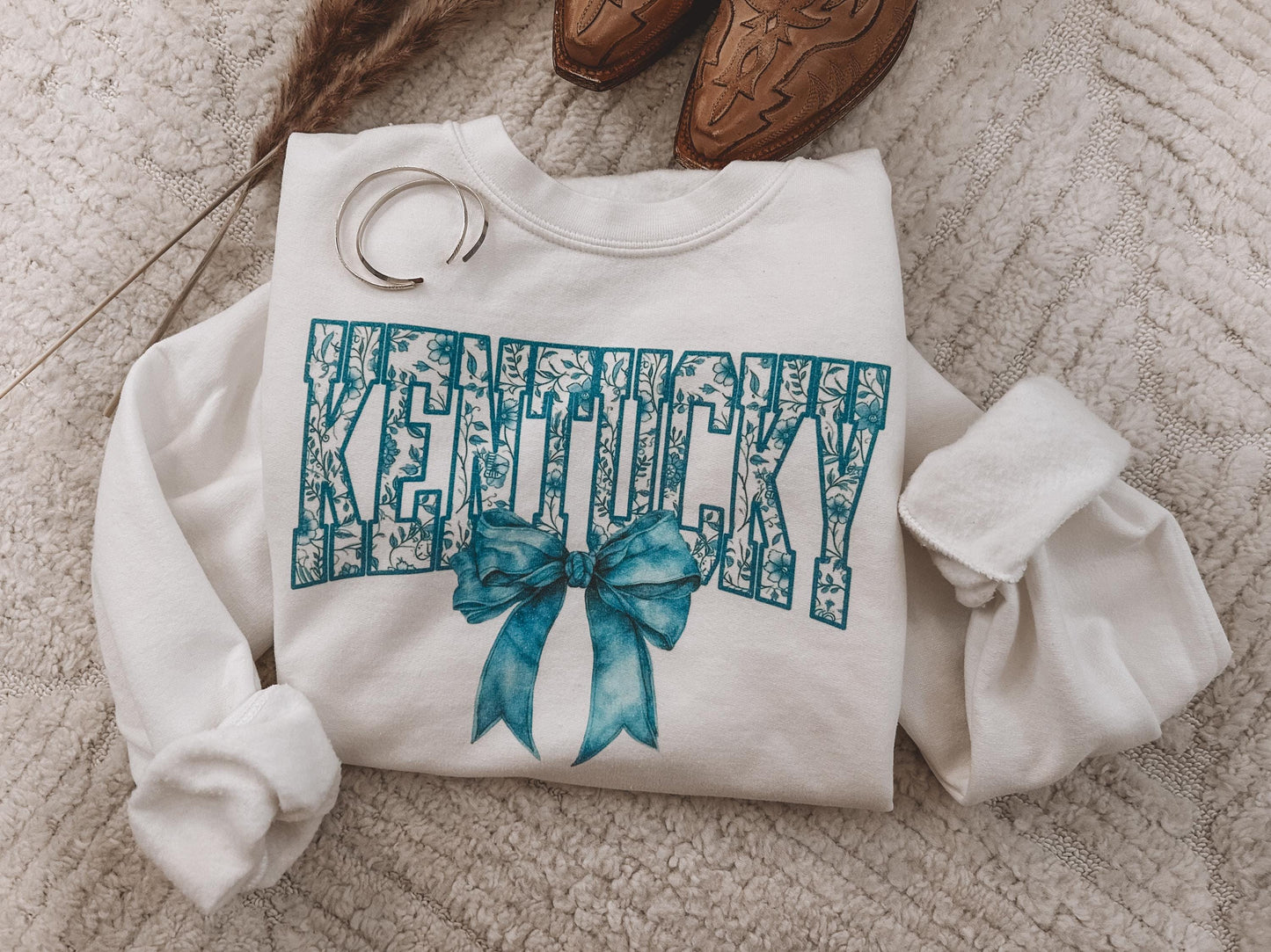 Floral KY with Bow crewneck sweatshirt