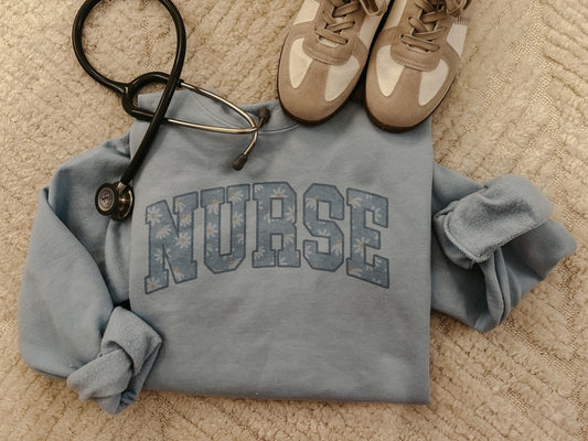 Nurse - Blue Daisy crewneck sweatshirt