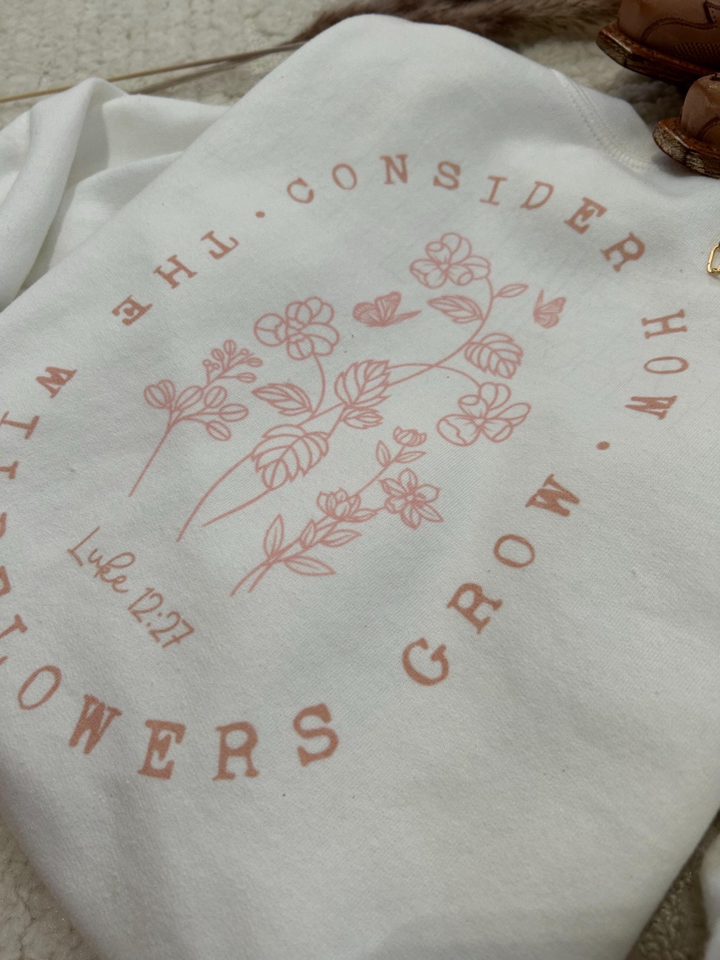 Wildflowers - Luke 12:27 crewneck sweatshirt
