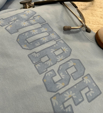 Nurse - Blue Daisy crewneck sweatshirt