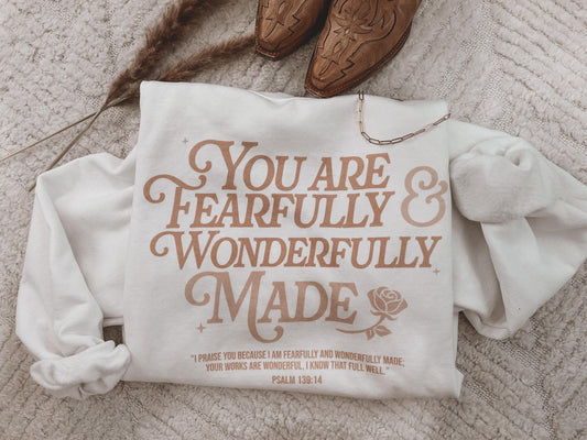 Fearfully & Wonderfully Made - Psalm 139:14 crewneck sweatshirt