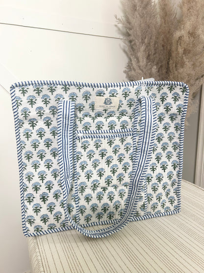 Carolina Large Quilted Zipper Tote Bag