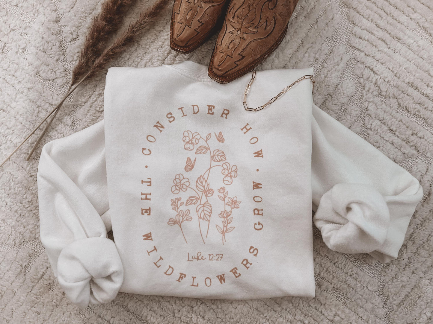 Wildflowers - Luke 12:27 crewneck sweatshirt