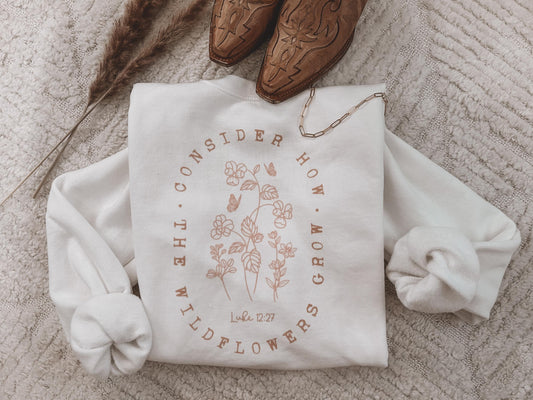 Wildflowers - Luke 12:27 crewneck sweatshirt