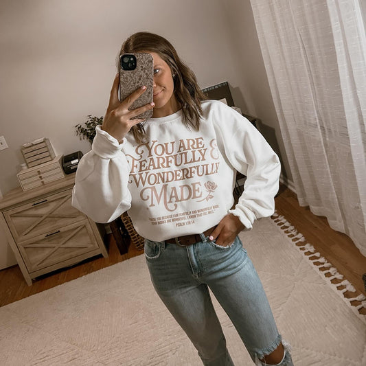 Fearfully & Wonderfully Made - Psalm 139:14 crewneck sweatshirt